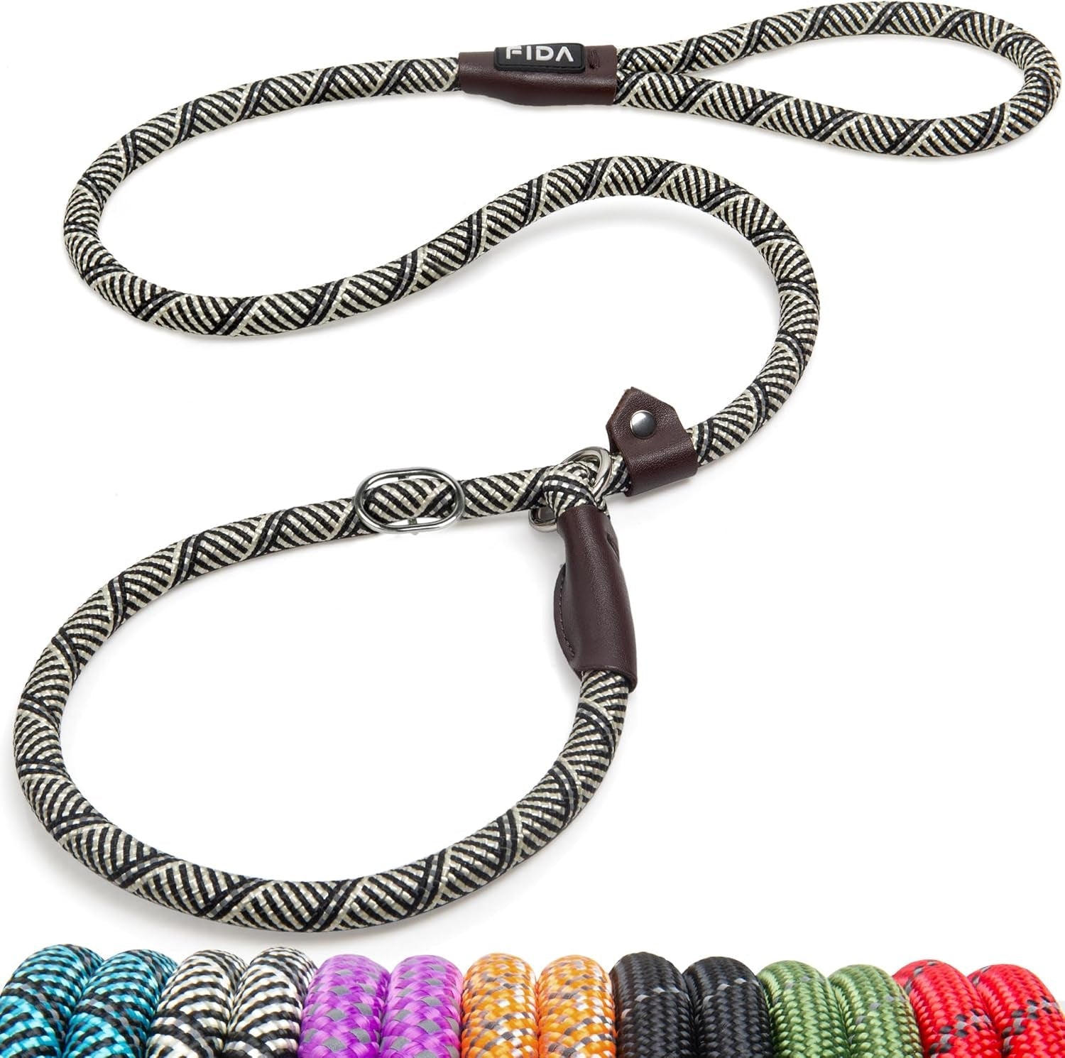 fida-durable-slip-lead-dog-leash-6-ft-x-1-2-heavy-duty-dog-loop-leashes-comfortable-strong-rope-slip-leash-for-large-medium-dogs-no-pull-pet-training-lead-with-highly-reflective1-2-black