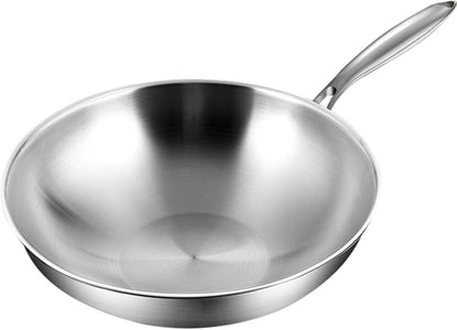 Titanium Wok, No Coating Non-Stick Titanium Pans for Cooking, Flat Bottom Wok, Ultra-Durable, Scratch-Resistant, Compatible with All Cooktops,14.17In1