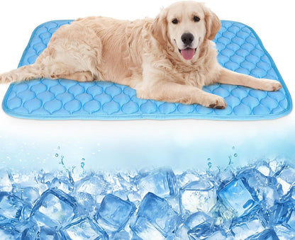 Dog Cooling Mat Q-Max>0.4 39.4" *27.6" Self Cool Pad for Dogs and Cats with Anti-Slip Bottom, Washable Portable Pet Sleeping Pad for Summer，Larger Size Grey10