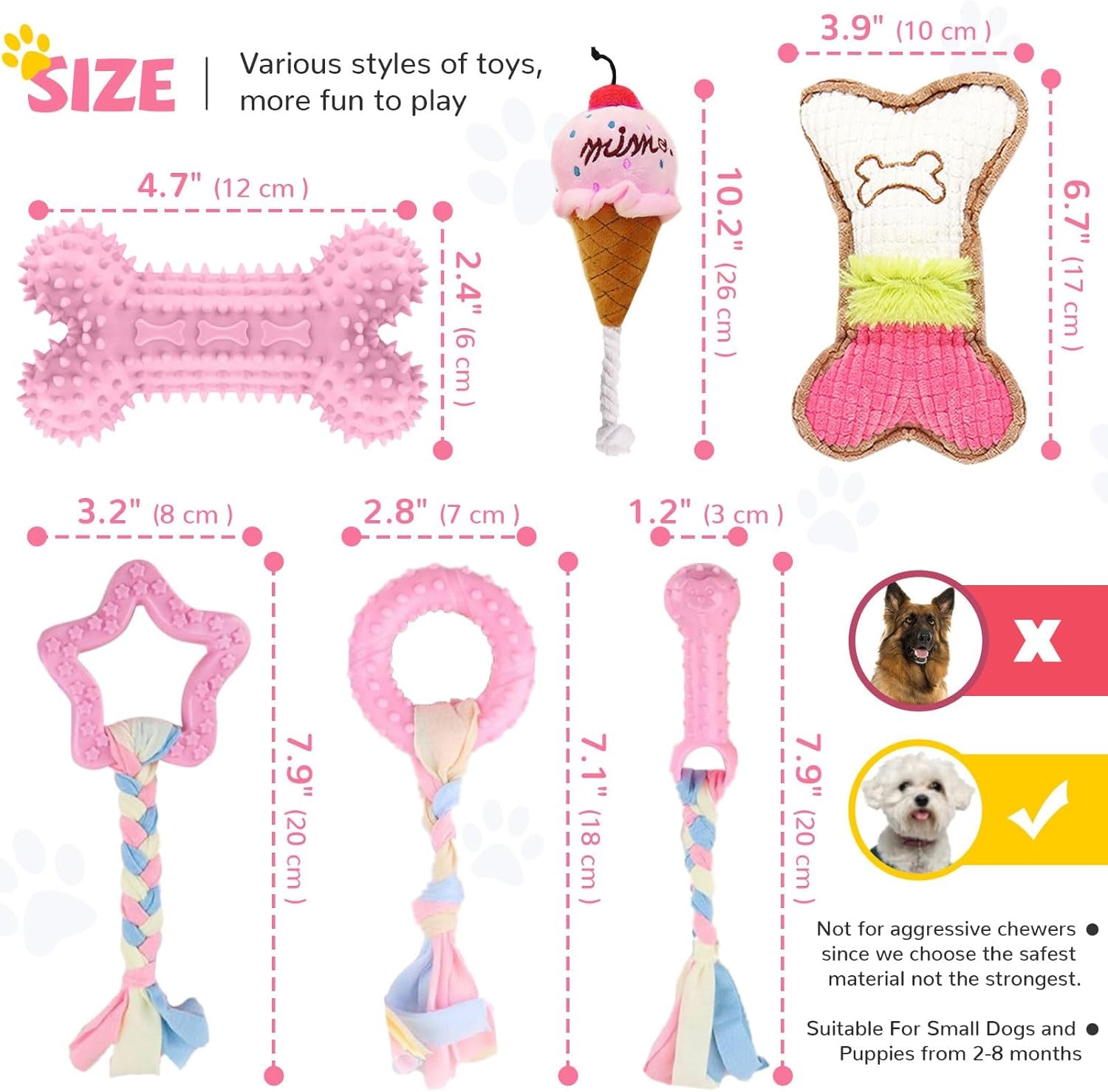 baejmjk-6-pack-puppy-teething-toys-pink-small-breed-dog-chew-toys-with-rope-cute-soft-rubber-puppy-toys-set-for-cleaning-teeth-interactive-pet-doggy-bone-toys