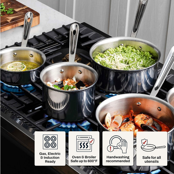 All-Clad D3 Stainless Steel 2 Qt Saucepan with Lid, Made in the USA | the Original Bonded Professional Cookware, Essential Sauce Pan, Induction Compatible, Oven Safe up to 600F7