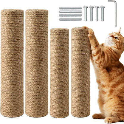 【2026 Upgraded】 2 Pack Cat Scratching Post Replacement, 13.8" X 3.93" Sisal Scratching Poles with M8 Screws, Modern Cat Tree Replacement Parts for Indoor Cat Tower Repair, White8