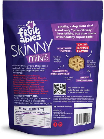 Fruitables Skinny Mini Dog Treats, Training Treats, Bacon & Apple, 12Oz | Healthy Dog Treats, Crunchy Dog Biscuits, Healthy Puppy Treats, Limited Ingredient, Training Rewards, Made in USA11