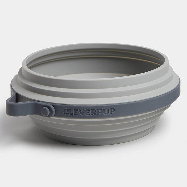 Cleverpup Nomad Large Collapsible Travel Dog Bowl - 4 Cup Bpa-Free Silicone for Medium & Large Dogs, Portable, Food & Water, Dishwasher Safe - Sand9