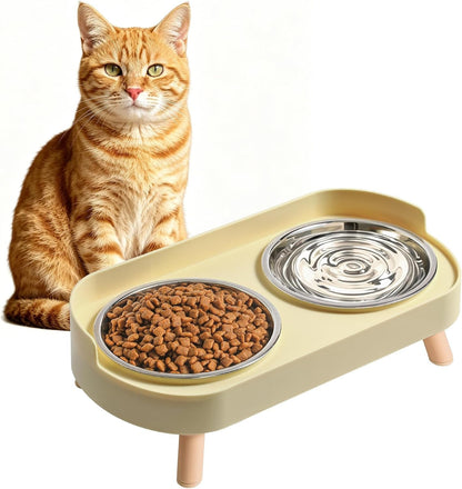 Loejan Elevated Cat Bowls Set - Raised Cat Food and Water Bowl Set with Non Slip Stand - Pet Feeding Station with 2 Stainless Steel Bowls with Splash Proof Guard14