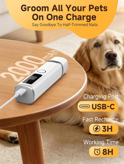Dog Nail Grinder Whisper Quiet & Safe for Sensitive Dogs and Cats | Low Vibration Pet Nail Trimmers, 3-Speed, LED Lights, 8 Hours Runtime, Rechargeable Ergonomic Grooming for All Sizes & Breeds7
