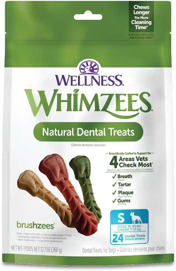 Whimzees Wellness Brushzees Natural Dog Dental Treat, VOHC Accepted Chews, Freshens Breath, Extra-Small Size, 12.7 Oz Bag, 48 Count22