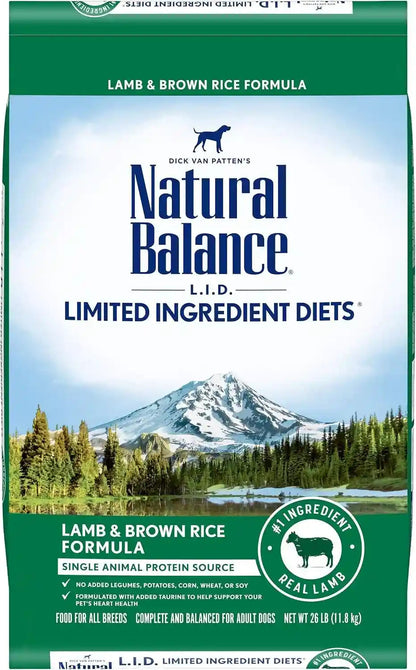 Natural Balance Limited Ingredient Adult Dry Dog Food - Complete Nutrition for Adult Dogs - Wholesome Grains Brown Rice Recipe - Limited Ingredient Formula - 24 Lb - Lamb & Brown Rice23