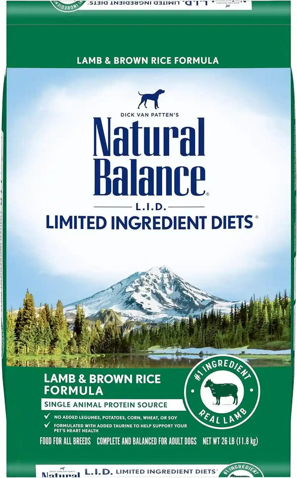 Natural Balance Limited Ingredient Adult Dry Dog Food - Complete Nutrition for Adult Dogs - Wholesome Grains Brown Rice Recipe - Limited Ingredient Formula - 24 Lb - Lamb & Brown Rice23