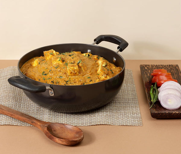 Cookware Professional Deep Kadhai – 2.1 Liters(2.2 Quarts) – 20Cm–Glass Lid Included – Multi-Use Hard Anodized Wok/Pot –Suitable for Indian Cooking, Sauces, Pasta, Stews, Soups – Riveted Handles2
