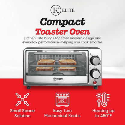 Toaster Oven, Compact Countertop Appliance with Bake Tray, Wire Rack, Adjustable Timer, and Temperature Control, Black2
