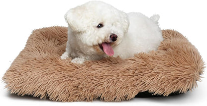 Nononfish Dog Crate Bed for Small Dogs Washable Orthopedic Flat for inside Crate Cages Kennel House Sofa Plush Comfy Sleeping Beige,24 In5