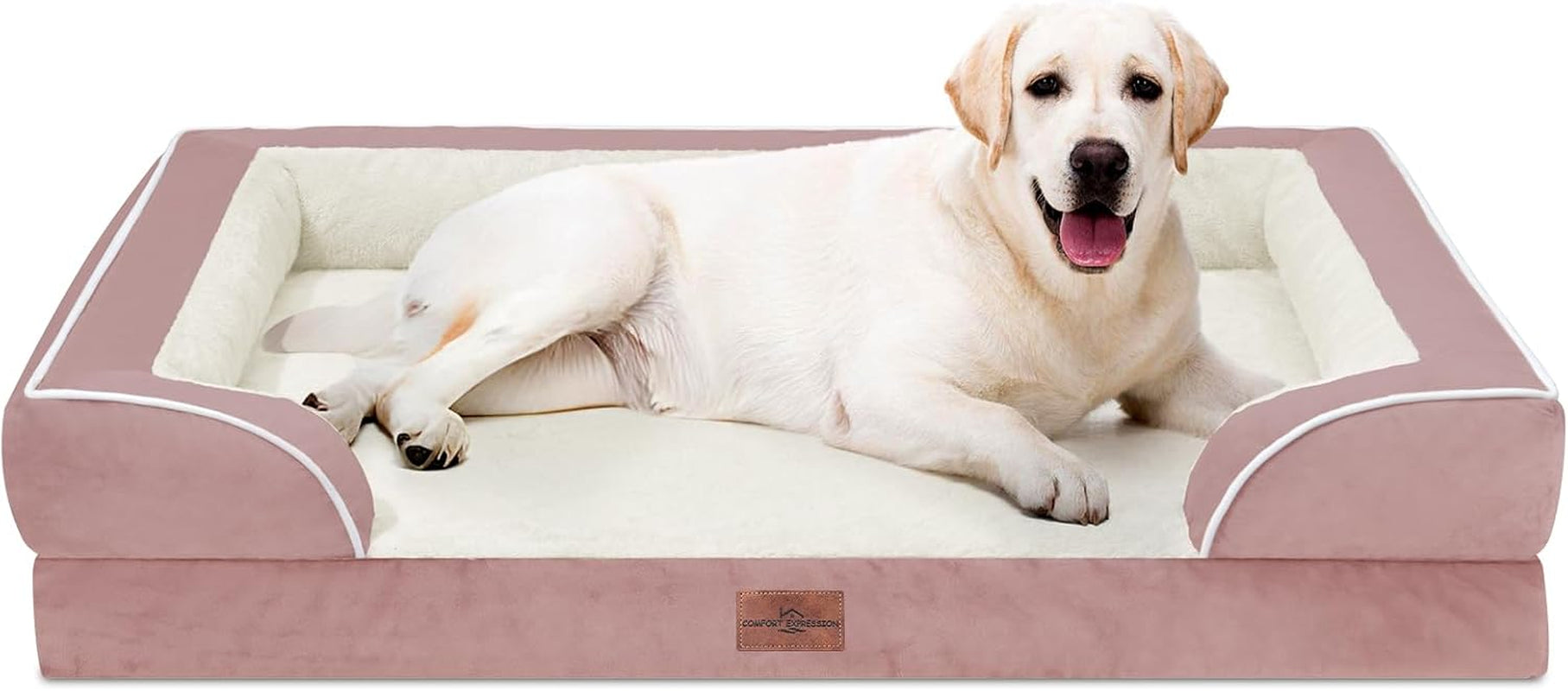 comfort-expression-orthopedic-dog-bed-for-extra-large-dogs-with-bolster-waterproof-dog-couch-bed-with-washable-cover-non-slip-bottom-supportive-egg-crate-foam-xl-pet-bed-42x30-inch