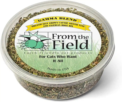 From the Field Gamma Blend – Catnip Leaf and Flower, Silver Vine & Valerian Root Mix | Fresh Usa-Grown Organic Catnip for Cats | Potent | Resealable Tub 2 OZ6