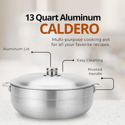 13-Quart Nonstick Aluminum Caldero Pot | Heavy-Duty Dutch Oven for Large Family Meals, Stews & Rice3