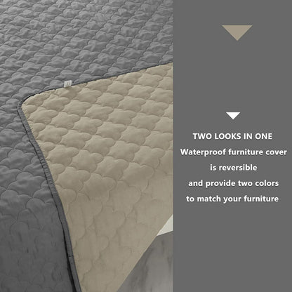 CHHKON Dog Blankets for Couch Protection Waterproof Dog Bed Covers Pet Blanket Furniture Protector (Grey+Beige, 82"X120")5