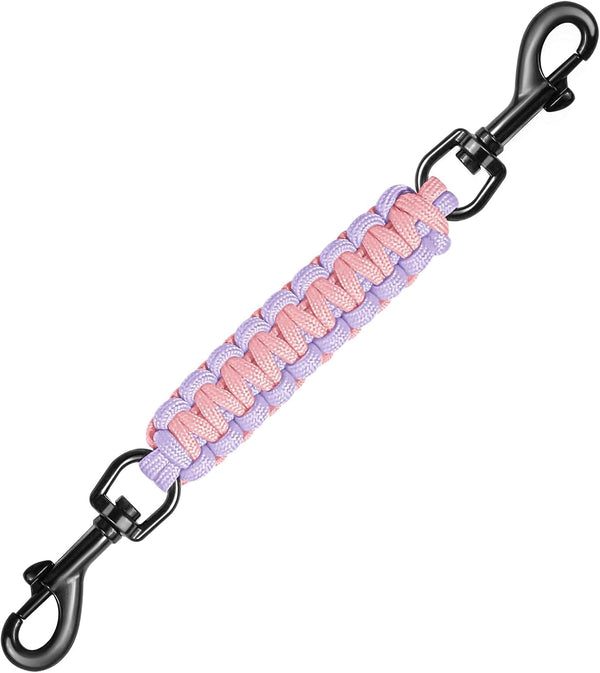 Dog Collar Safety Clip with Dual Clasps,Handmade Backup Safety Strap for Dog Harness, Collars and No Pull Harness Connectors (Pink & Light Purple)1