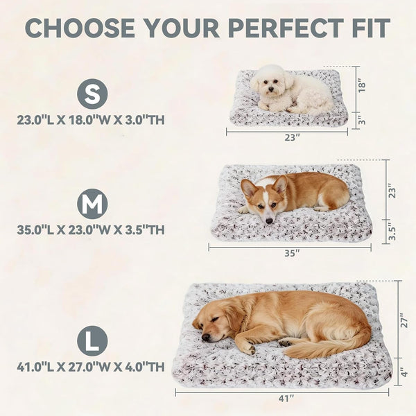 Orthopedic Dog Bed for Dogs, Calming Plush Dog Mat with Thick Cushion Support, Washable Fluffy Pet Bed with Non-Slip Bottom, Soft Indoor Dog Crate Bed (Gray, 41.0" L X 27.0" W X 4.0" Th)6