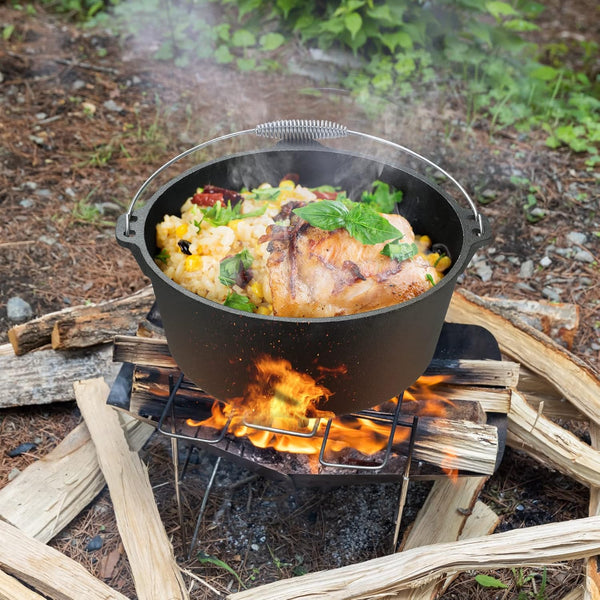 13.2 Quart Cast Iron Dutch Oven Pot with Lid, Black | Dutch Oven with Lid Lifter Handle, Stand & Dual Function Lid Griddle for Home Cooking, BBQ & Baking8