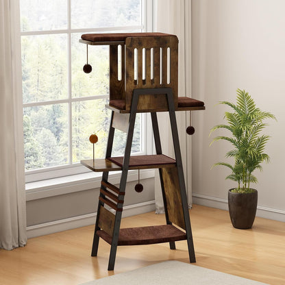 Cat Tree Tower, Large Multi-Level Cat Condo with Scratching Post, Vintage Brown9