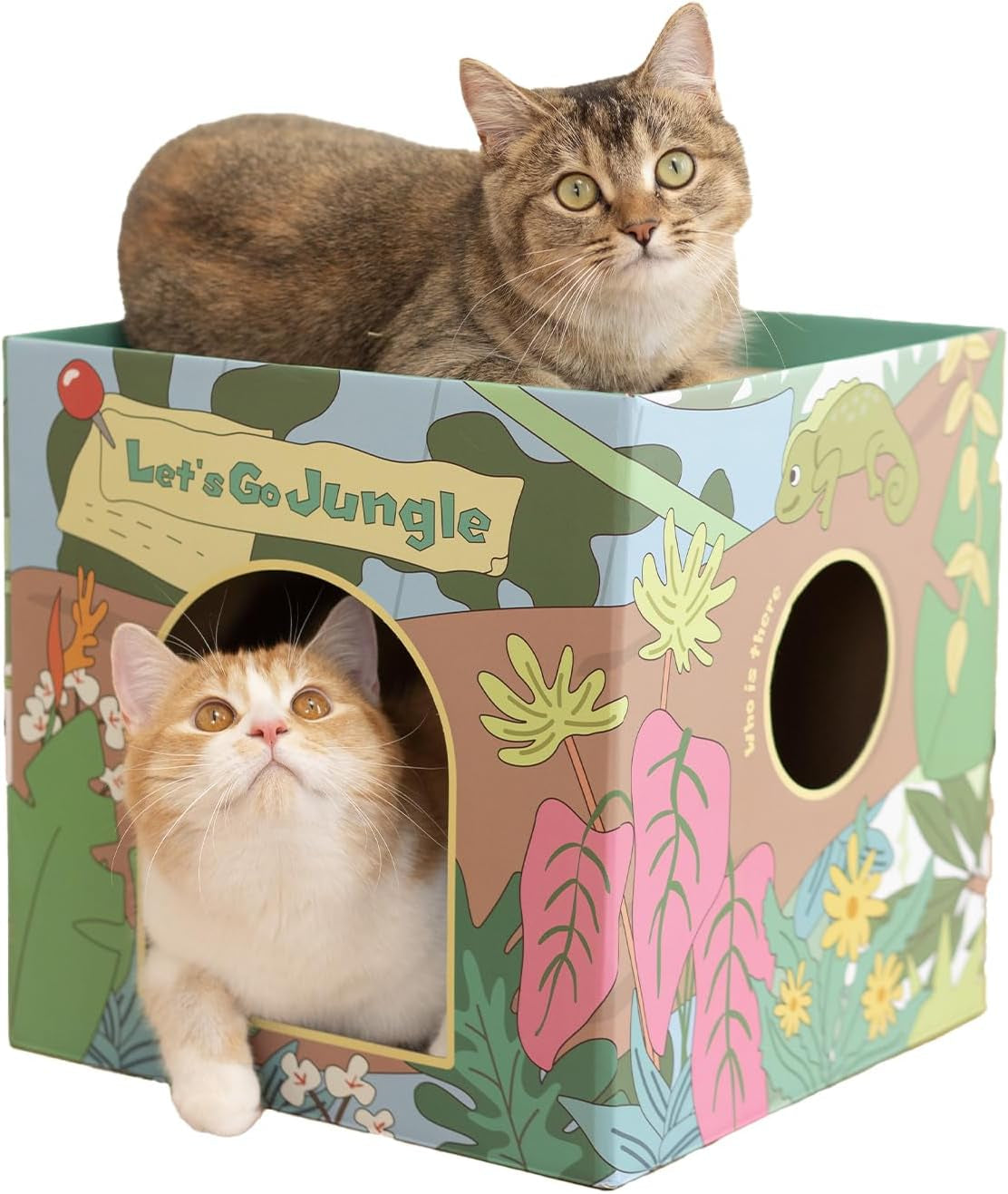 chichipaws-cardboard-cat-scratcher-house-with-2-scratch-boards-peekaboo-cave-hideaway-playhouse-for-indoor-pets-corrugated-scratching-cube-for-kittens-rest-box-bed-with-catnip-durable-fun