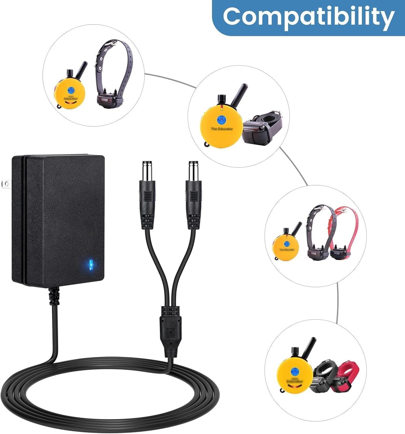 e-collar-charger-for-mini-educator-300-400-et-300-et-400-training-collars-dog-shock-collar-dual-lead-charging-cable-power-adapter-cord