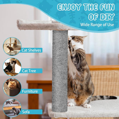 LSGCQ Cat Scratch Mat Self Adhesive Cat Scratch Furniture Protector | Self Adhesive Cat Scratching Mat Replacement for Cat Tree Post Couch Wall Furniture Protector (39.3" X 15.8", Light Gray)6