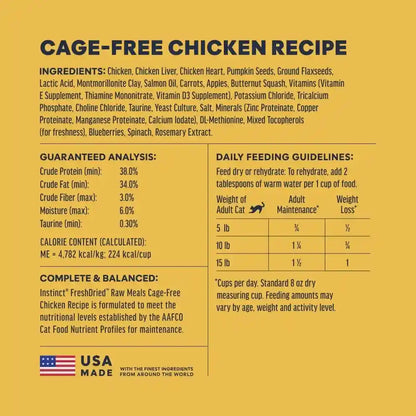 Instinct Freeze Dried Raw Meals, Natural Cat Food, Chicken, 9.5 Oz. Bag | Freshdried Raw, 93% Meat & Organs, 7% Non-Gmo Vegetables, Fruits & Other Wholesome Ingredients, Supports Overall Vitality9
