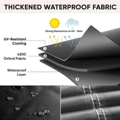 Patio Furniture Covers, Outdoor Furniture Covers Waterproof, Heavy Duty Oxford Patio Table Cover for Outdoor Table, Chair, Sofa, Desk (Black, 108"L X 82"W X 28"H)4