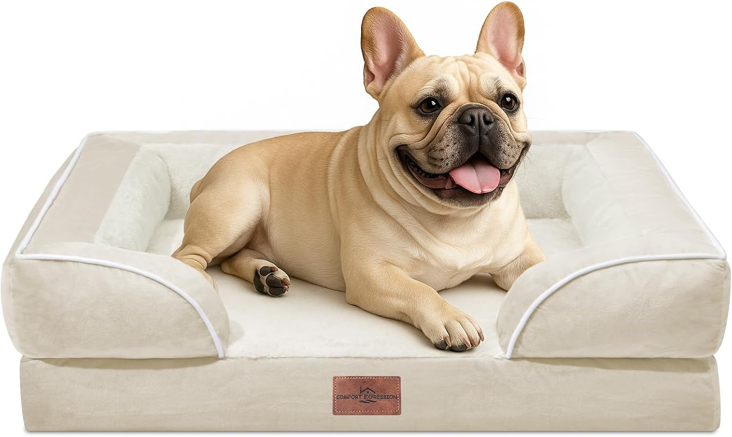 comfort-expression-orthopedic-dog-bed-for-extra-large-dogs-with-bolster-waterproof-dog-couch-bed-with-washable-cover-non-slip-bottom-supportive-egg-crate-foam-xl-pet-bed-42x30-inch