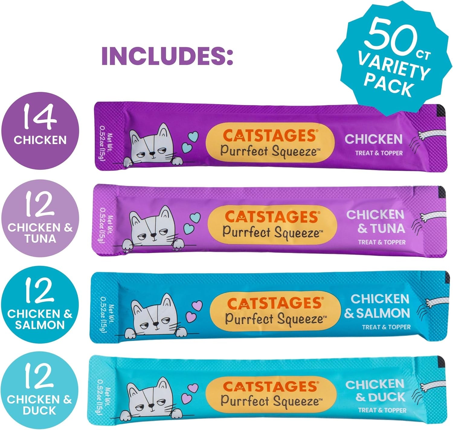 catstages-purrfect-squeeze-lickable-wet-cat-treats-creamy-puree-treat-topper-made-with-real-chicken-clean-ingredients-no-artificial-preservatives-0-5-oz-tubes-50-count-4-flavor-variety-pack