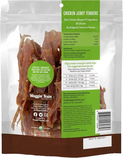 Waggin' Train Chicken Jerky Dog Treats, Made with 100% Real Chicken Breasts, Only Two All-Natural Ingredients, Great High Protein Dog Treat, Easily Digestible for Big or Small Dogs, 18 Oz. Pouch2
