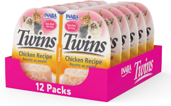 INABA Twins Wet Cat Treat Side Dish, Tuna Chicken Scallop, 12Ct | Immune Support, Antioxidant Support, 89.5% Moisture, 20 Calories, Meal Topper, 6 X 2.46 Oz Twin Cups11