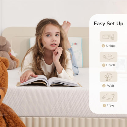 8 Inch Twin Mattress for Kids Green Tea Memory Foam Medium Firm | Bed in a Box, Green Tea Gel for Cool Sleep, Pressure Relief, Single Mattress for Daybed/Bunk/Individual, Certipur-Us, 75"X38"8