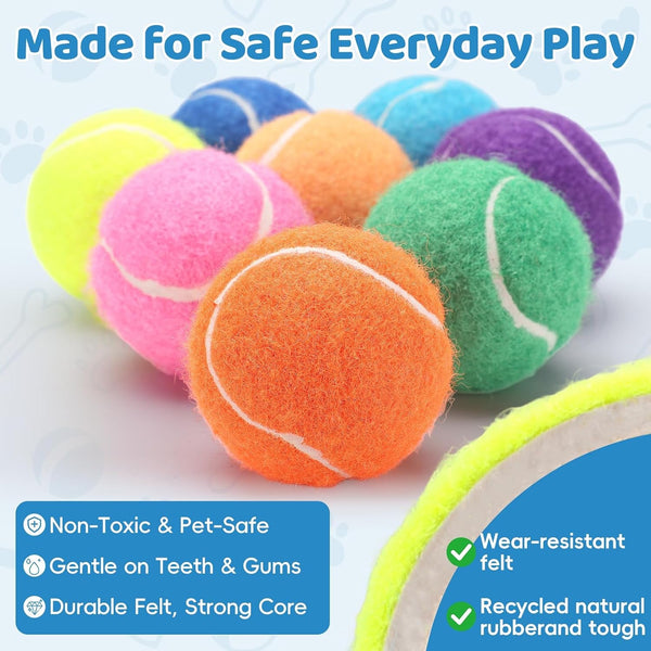 40 Pack 2 Inch Dog Tennis Balls, Small Tennis Balls for Dogs, Dog Safe Non-Abrasive Felt, Bulk Puppy Tennis Ball Set for Small Dogs,With Mesh Bag for Easy Transport(Multicolor5
