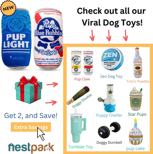 Nestpark Pup Light and Pups Blue Rubbin - Parody Beer Dog Toys - Funny Plush Squeaky and Crinkle Dog Toys Dog Gifts for Dog Birthday (2 Pack) (Mix)6