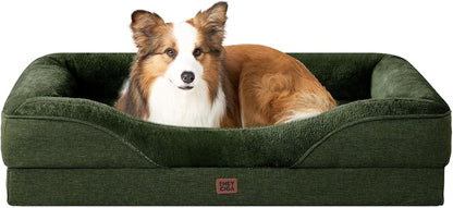 EHEYCIGA Orthopedic XL Dog Bed for Large Sized Dog, 42X30 Inch Extra Large Memory Foam Dog Couch Bed with Sides, Waterproof Liner & Washable Removable Cover, Bolster Pet Sofa, Grey58