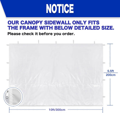 10X10 Canopy Sidewalls for Canopy Frame, White (3Pcs Sidewalls Only) | Waterproof & 99% UV Protection Fabric, 3 Packs Sidewalls with Zipper for Outdoor Party Events (Canopy Tent Not Included)2