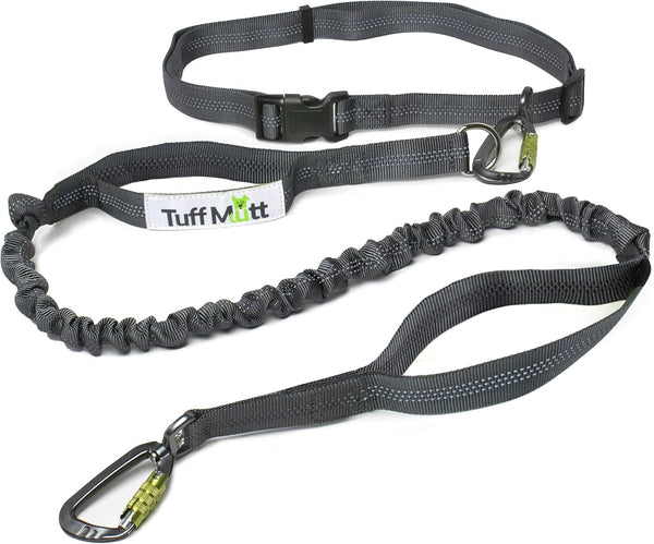 Tuff Mutt Hands Free Dog Leash for Walking Running Hiking, Waist Leash with Bungee, Adjustable Belt, Reflective Double Handle Design for Large Medium Dogs12