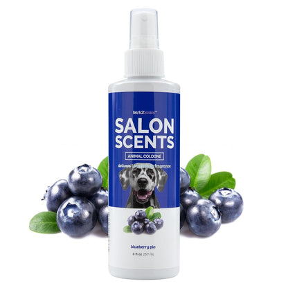 Bark2Basics Salon Scents Dog Cologne Spray and Perfume, Blueberry Pie, 8 Oz | Long Lasting Perfume and Deodorant for Dogs and Cats; Deodorizing Pet Grooming Mist, Ready to Use, Groomer Grade, USA Made1