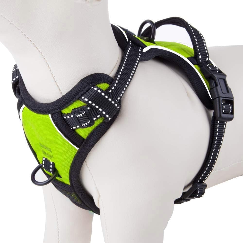 phoepet-no-pull-dog-harness-medium-reflective-front-clip-vest-with-handle-adjustable-2-metal-rings-2-bucklesm-grey