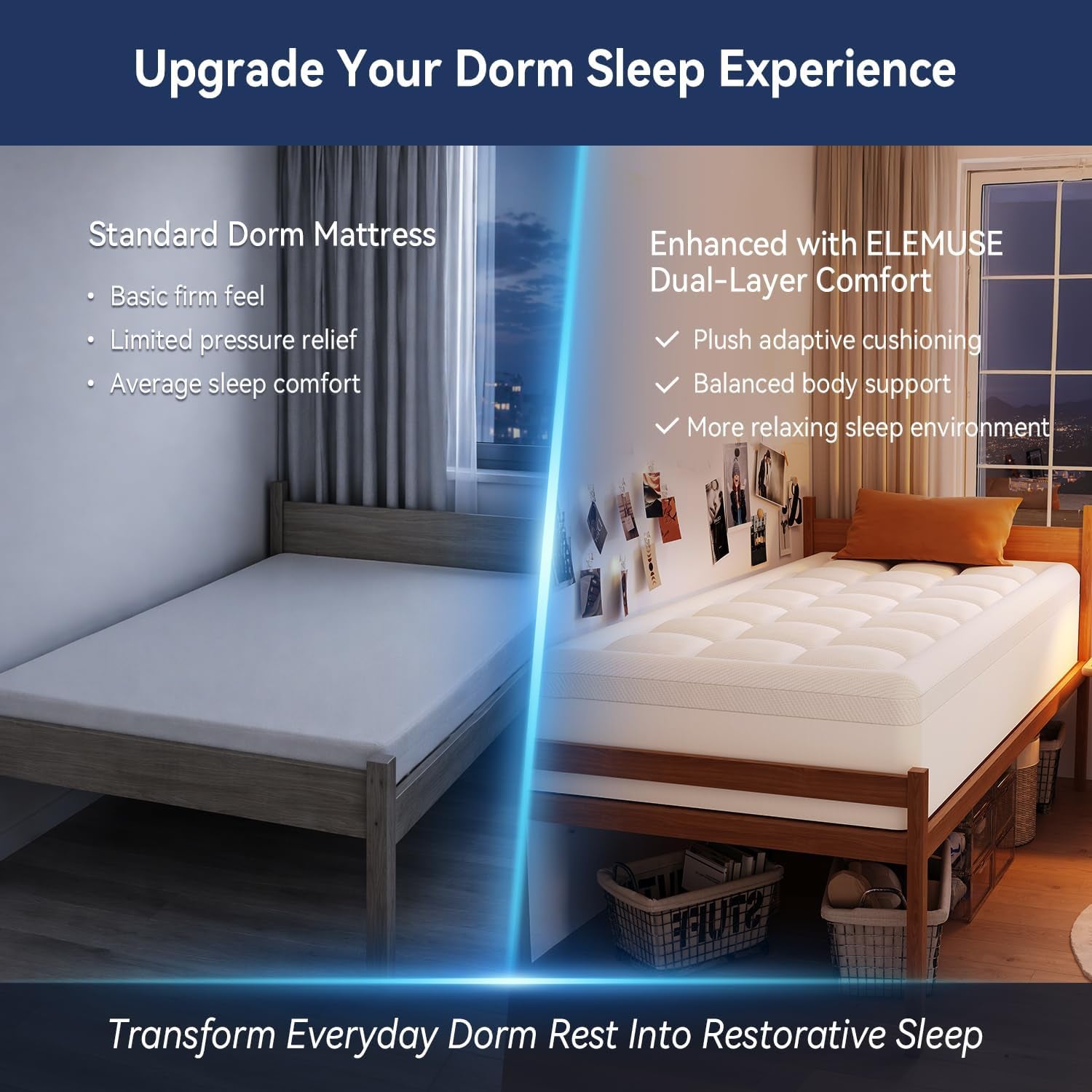 twin-xl-college-dorm-essentials-3-inch-memory-foam-mattress-topper-dual-layer-design-2-inch-cooling-gel-foam-and-1-inch-soft-pillow-top-bed-pad-back-to-school-comfortable-support