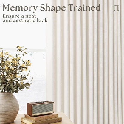 Natural Pinch Pleated Linen Semi Sheer 84 Inch Curtains 2 Panels | Pinch Pleat Hooks Rings, Back Tab, Cream Ivory Birch, Boho Neutral, Textured Linen, Window Curtain for Living Room Bedroom9