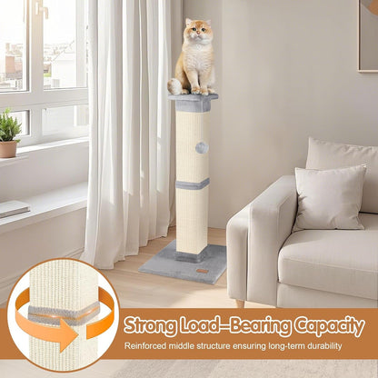 Cat Scratching Post 33 Inch for Indoor Cats, High Cat Scratch Post Grey, Cat Tree for Full-Body Stretching, Protect Your Furniture4