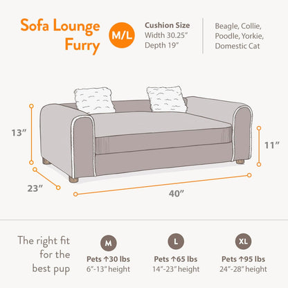 Moots Furry Pet Lounge, Pet Bed with 2 Pillows, Deluxe Sofa for Dogs, Easy to Coordinate, Stylish and Cleanable Dog Sofa, Couch - Charcoal, Large5