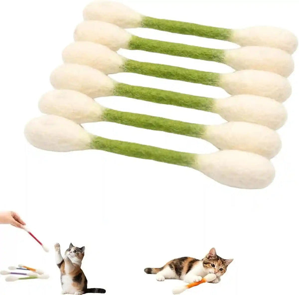 Ledeng Cotton Swabs Cat with Catnip, Swabs Catnip Toys Set of 6 Soft Plush Kicker Toys, Sturdy Teething Chew Toy (B)8