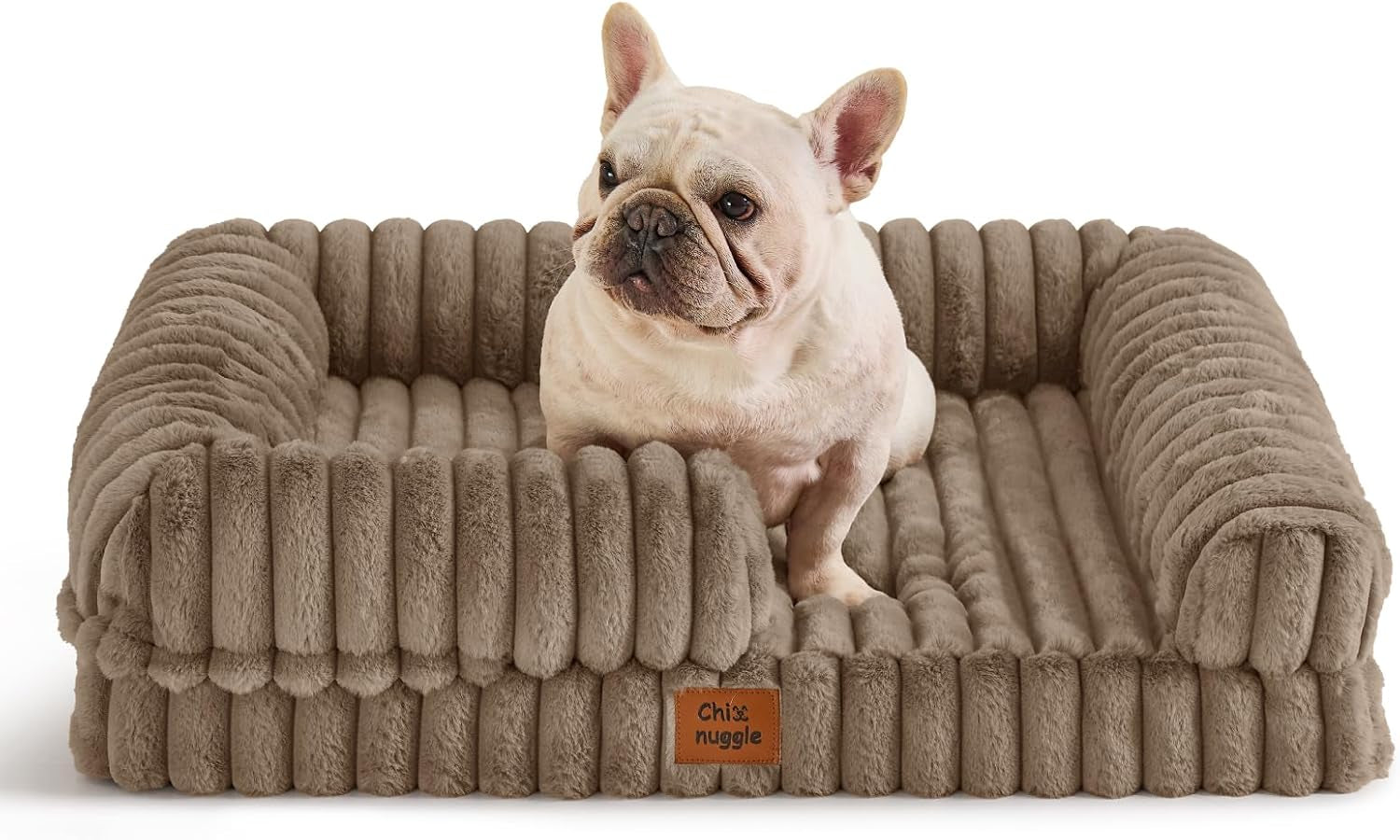 chixnuggle-orthopedic-dog-bed-washable-cover-faux-fur-bolster-pet-couch-waterproof-egg-crate-foam-non-slip-bottom-for-small-medium-dogs-dark-grey-30-24-7-dog-sofa-puppy-bed