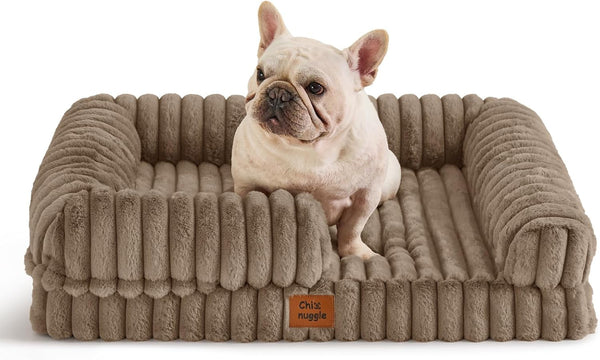 Chixnuggle Orthopedic Dog Bed, Washable Cover, Faux Fur Bolster Pet Couch | Waterproof,Egg Crate Foam,Non-Slip Bottom,For Small Medium Dogs,Dark Grey,30*24*7,Dog Sofa,Puppy Bed39