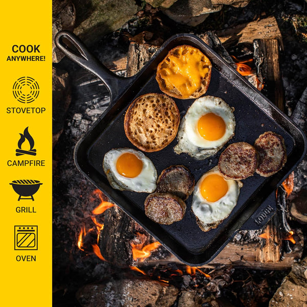 Pre-Seasoned Cast Iron Square Griddle, Pfas-Free, 11 Inches | Cast Iron for Pancakes, Eggs, Bacon & Grilling Favorites, Durable & Even Heat Distribution, Non-Toxic, Made in USA3
