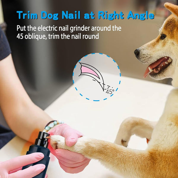 Casfuy Dog Nail Grinder Upgraded - Professional 2-Speed Whisper-Quiet Electric Pet Nail Trimmer Painless Paws Grooming & Smoothing for Small Medium Large Dogs & Cats (Dark Blue)7